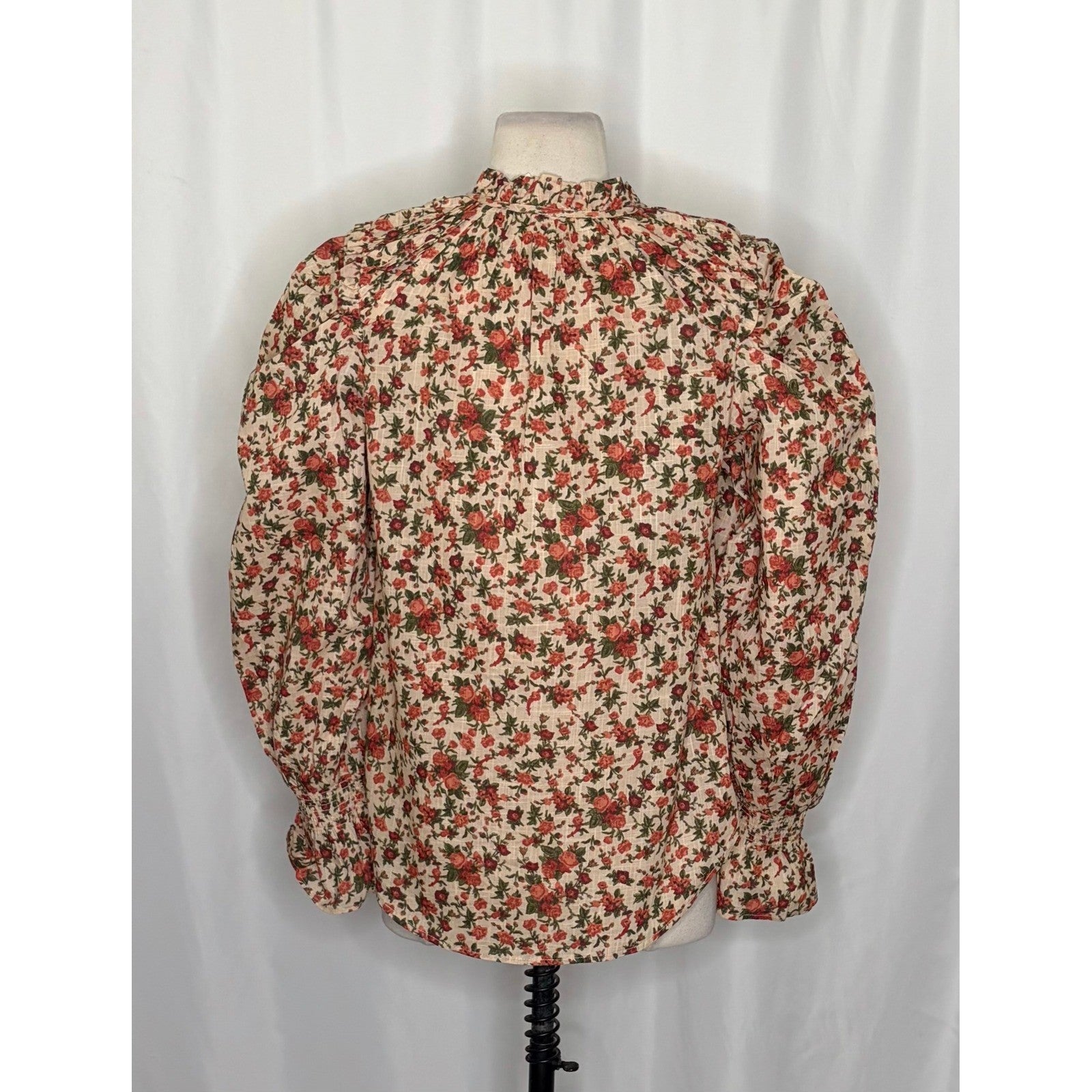 FREE PEOPLE Meant To Be Blouse Floral Vintage Combo Ruffled Smocked Small