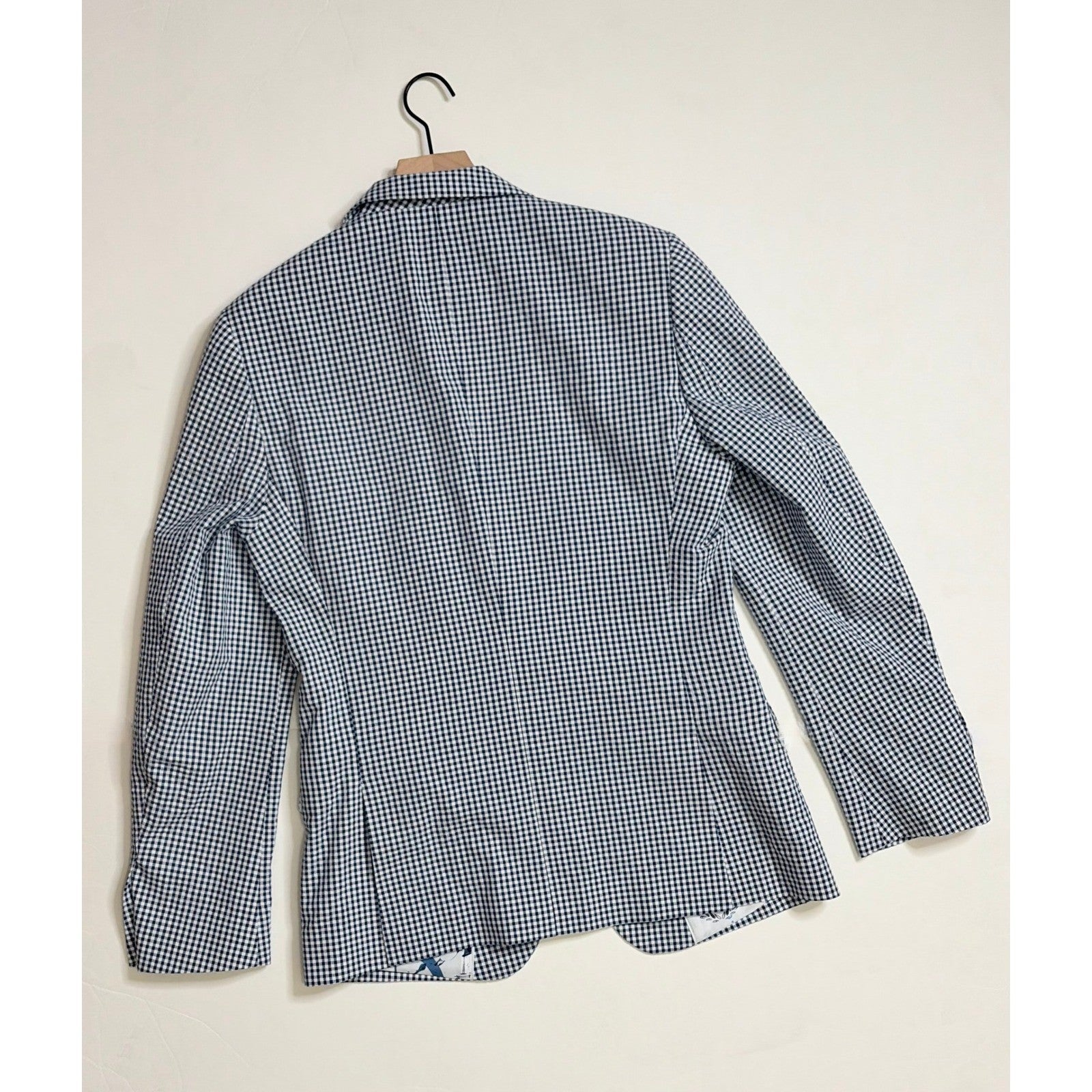 NEW! PAISLEY & GRAY Gingham Peak Two Button Blazer Blue White Nautical Lined 40R