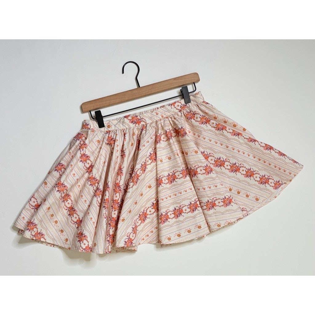 FREE PEOPLE Gaia Floral Printed Skirt Mini Ivory Combo Pockets Poplin Small