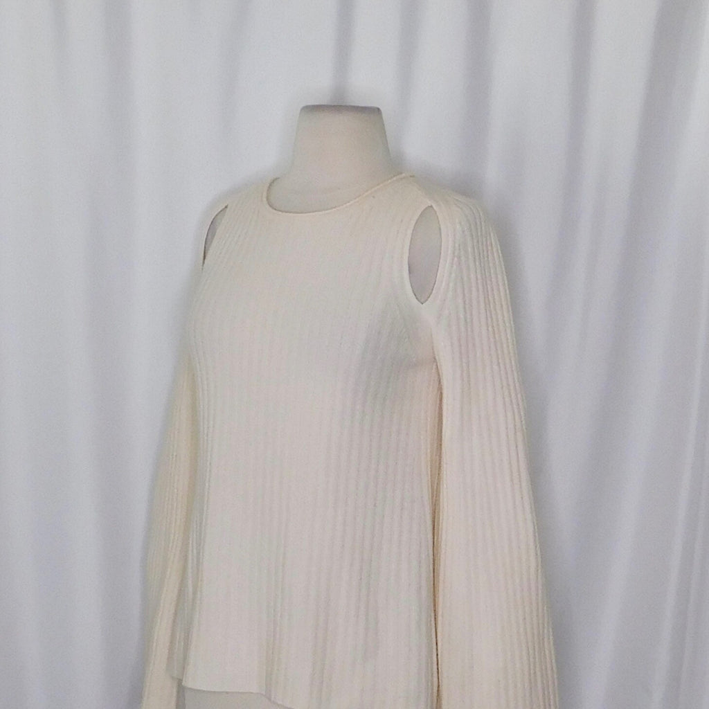 VINCE Cashmere Ribbed Cutout Slit Shoulder Pullover Flare Sleeves Knitwear Small