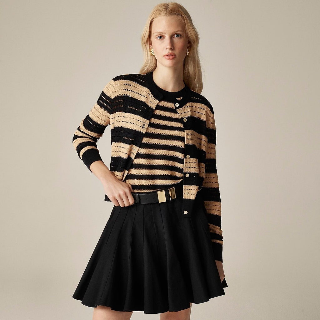 NWT!! J. CREW Godet Mini Skirt Black Chino Pleated Solid Pleats Preppy Size 2