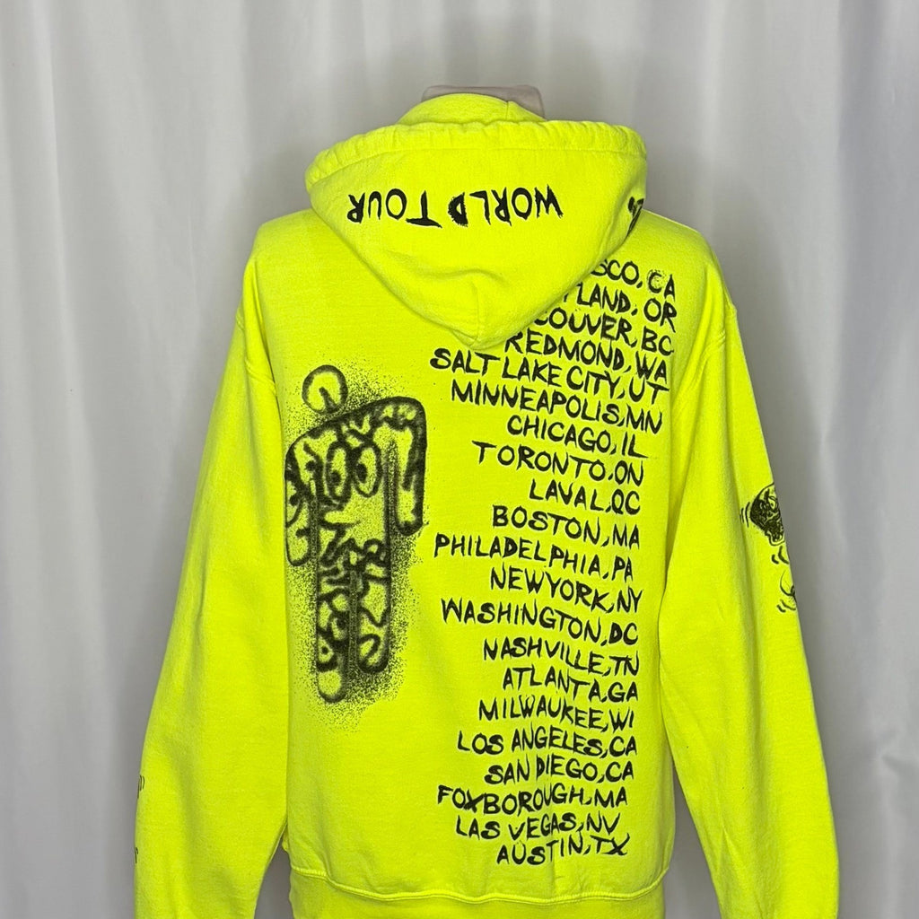 BILLIE EILISH Graffiti Ghouls 2019 World Tour Hoodie Monster Neon Yellow Small