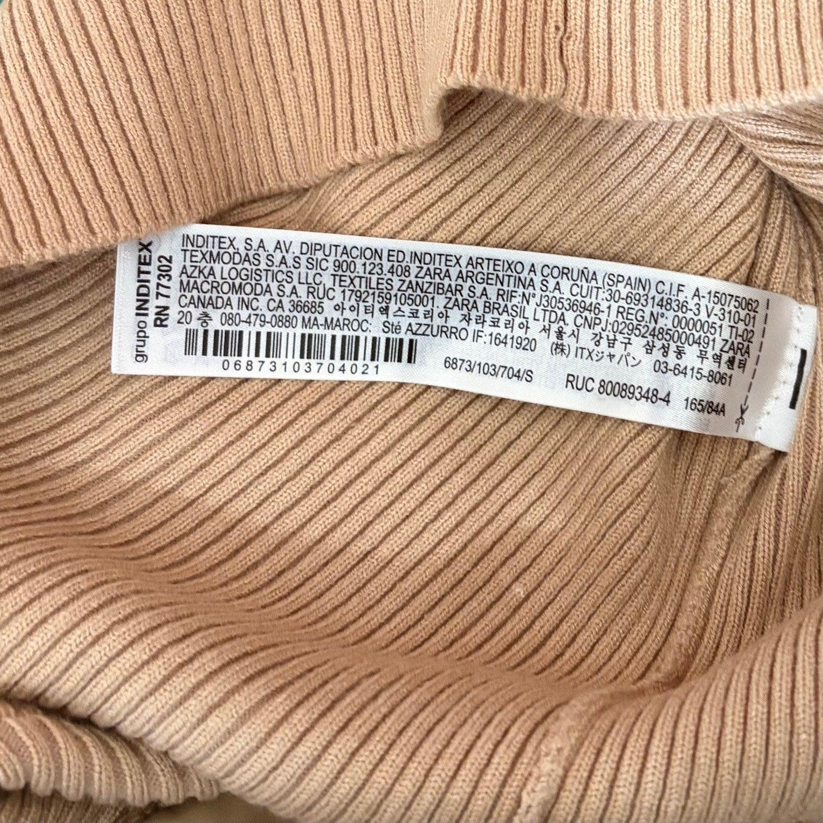 NWT!! ZARA Faux Fur Lapel Knit Sweater Tan Light Brown Zipper Pullover Small