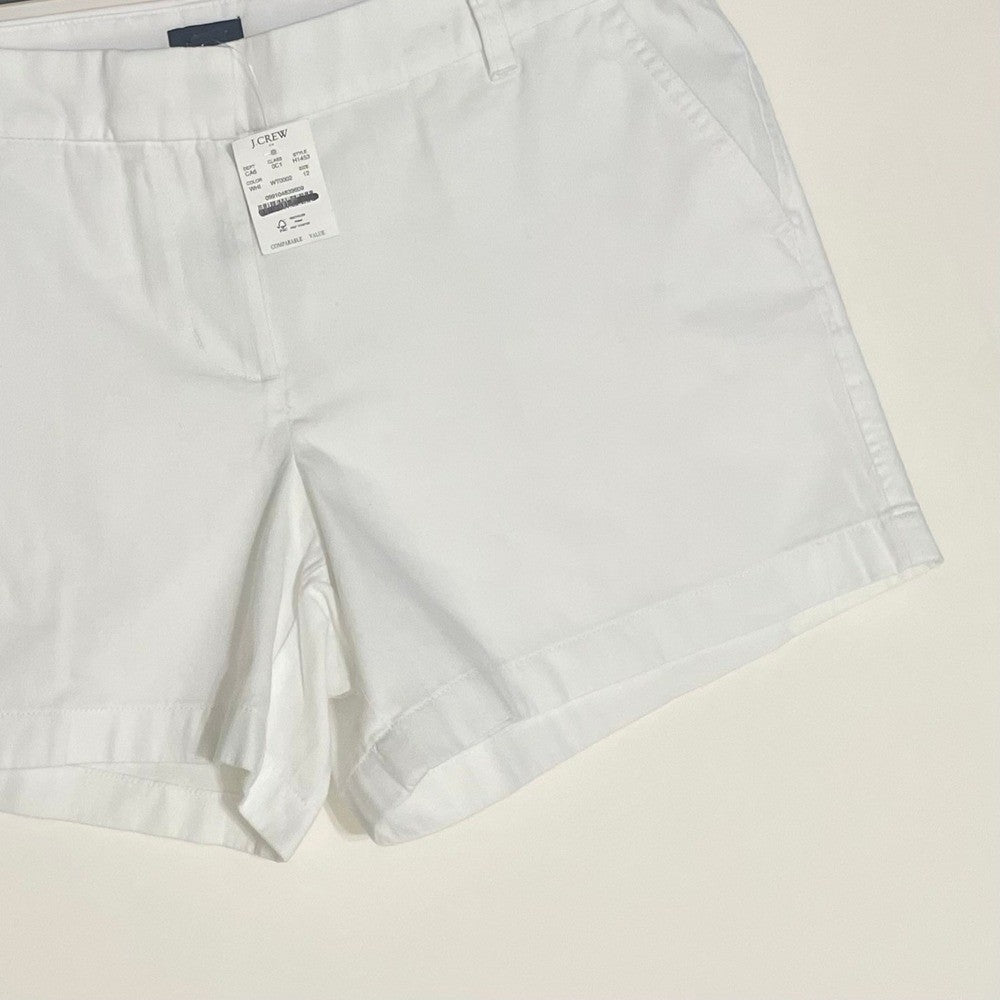 NWT!! J. CREW Factory 5" Classic Chino Shorts Solid White Pockets Preppy 12