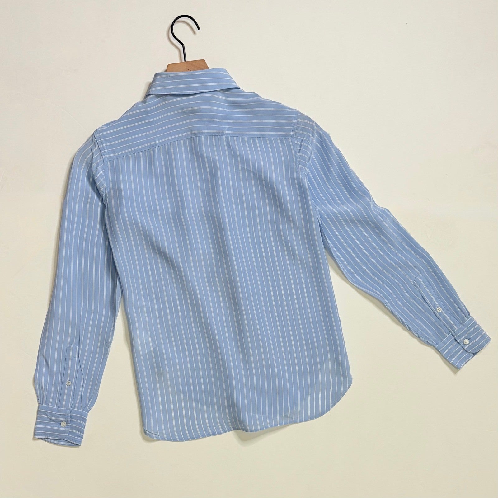 NWT!! J. CREW Jules Club Collar Shirt Striped Crepe De Chine Blue Stripe Size 00