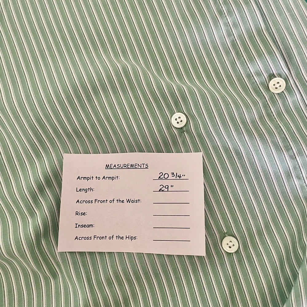 ROUCHA Green White Twist Stripe Shirt Double Breasted Academia BB Medium Short