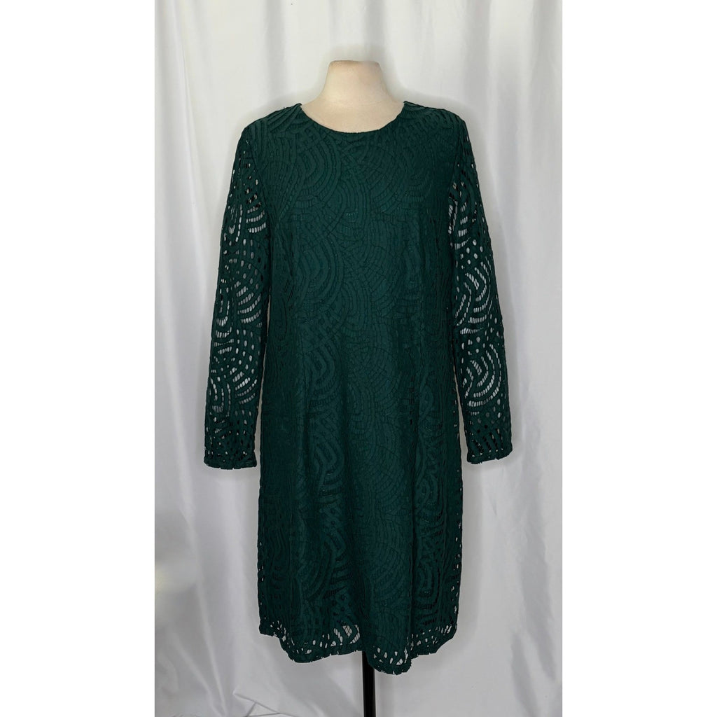 BODEN Zeta Emerald Green Lace Shift Dress Preppy Office Coquette Business 16