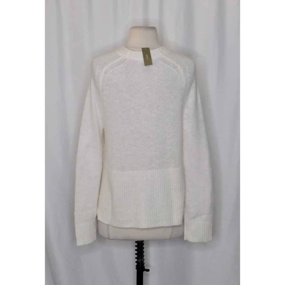 NWT!! J. CREW High Rib Pullover Sweater Wool Alpaca Solid Ivory Minimalist XXS