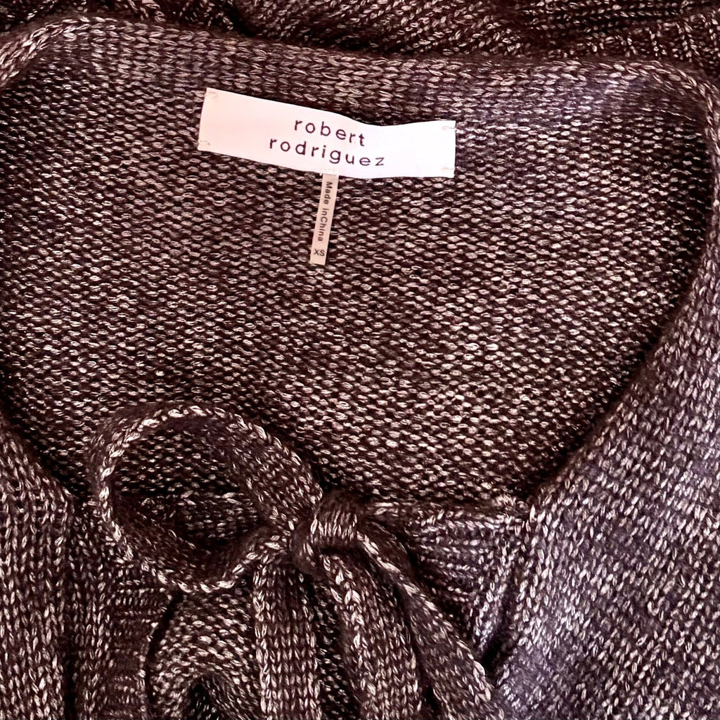 NWT!! ROBERT RODRIGUEZ Wool Blend Charcoal Ruffled Cardigan Cape Sweater X-Small