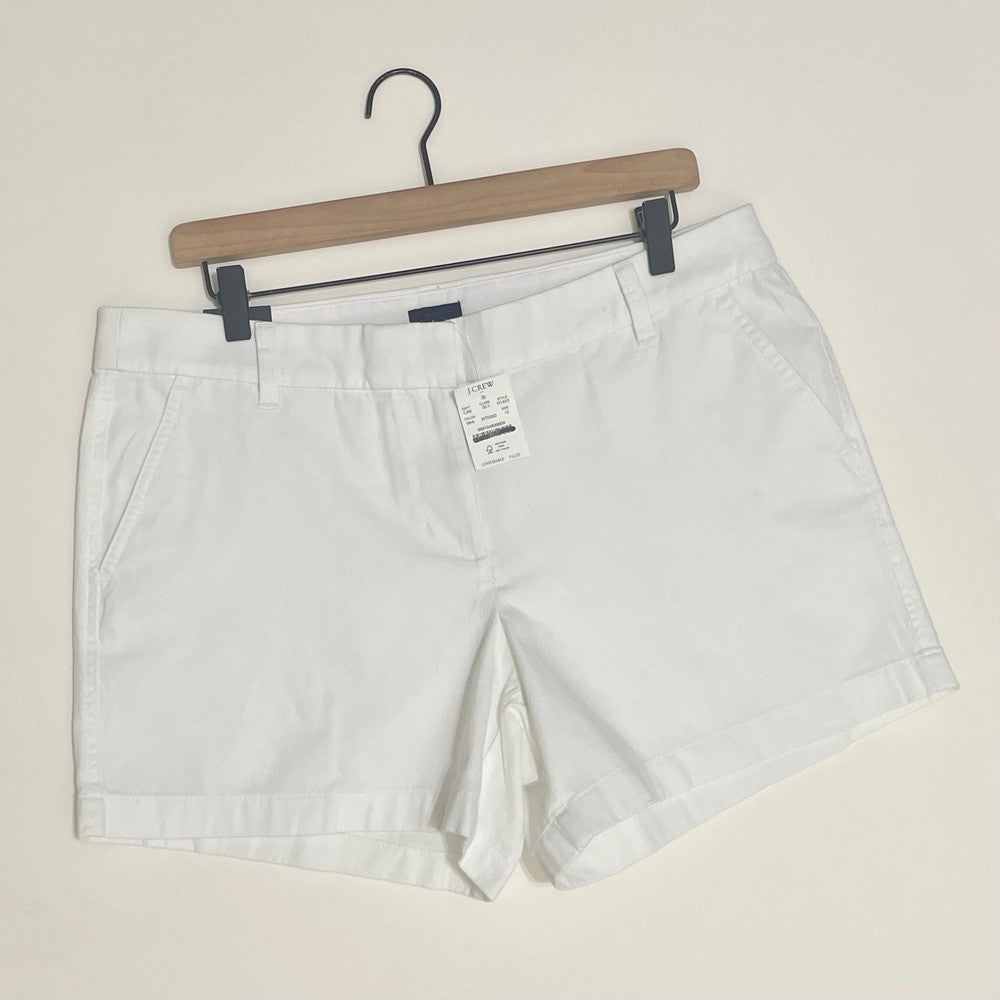 NWT!! J. CREW Factory 5" Classic Chino Shorts Solid White Pockets Preppy 12