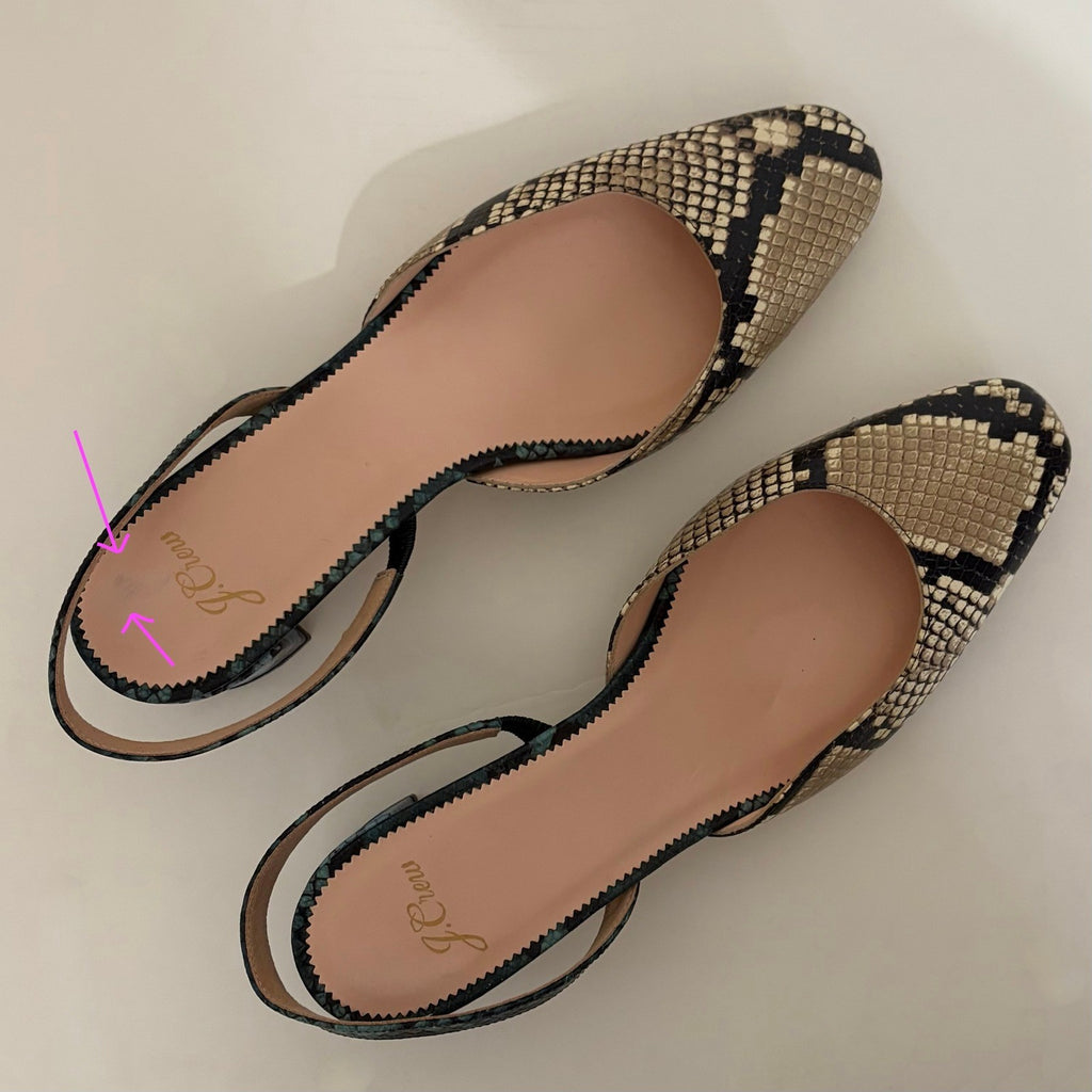 J. CREW Kate Slingback Pumps Snake Embossed Leather Shoes Snakeskin Block 10