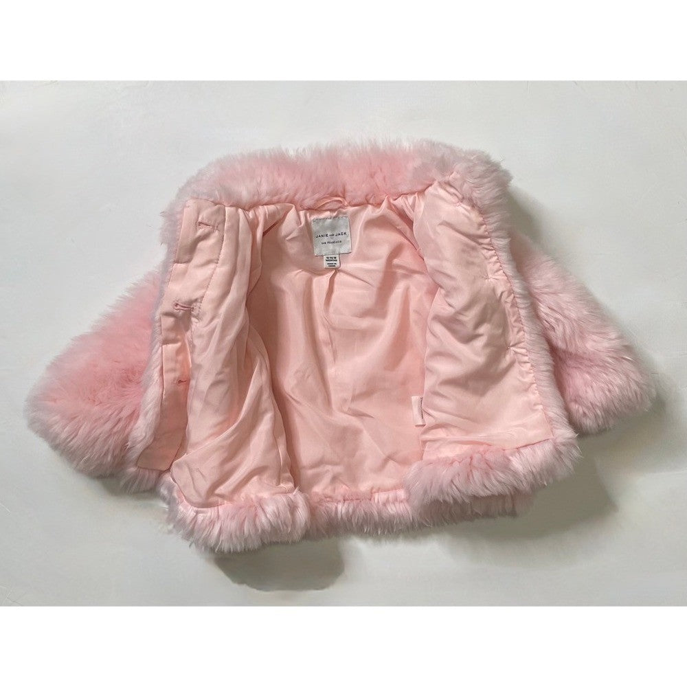 Girls JANIE AND JACK Pink Faux Fur Coat The Flute Line 2020 12-18 Months