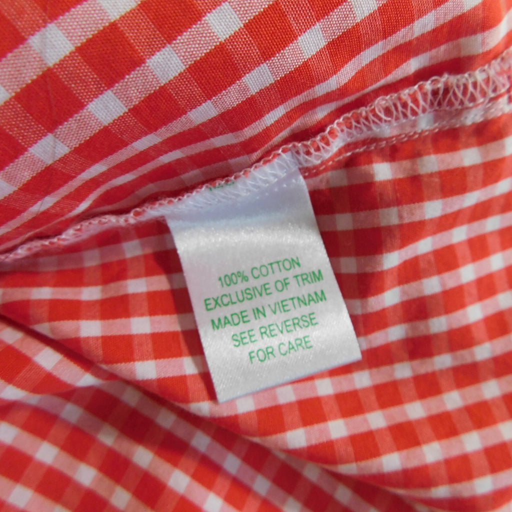 LILLY PULITZER Red White Blue Gingham Plaid Ruffled Buttondown Top Blouse Size 6