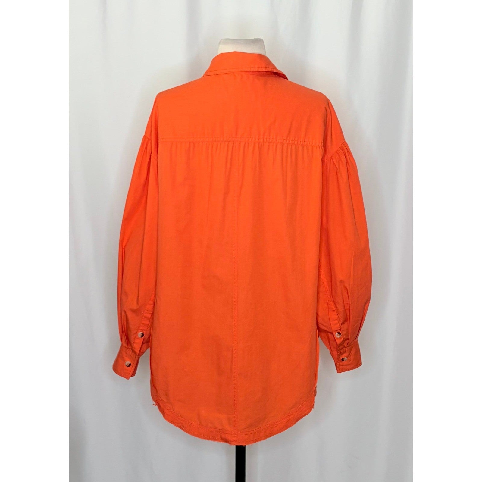 Free People WE THE FREE Happy Hour Poplin Top Buttondown Solid Orange X-Small