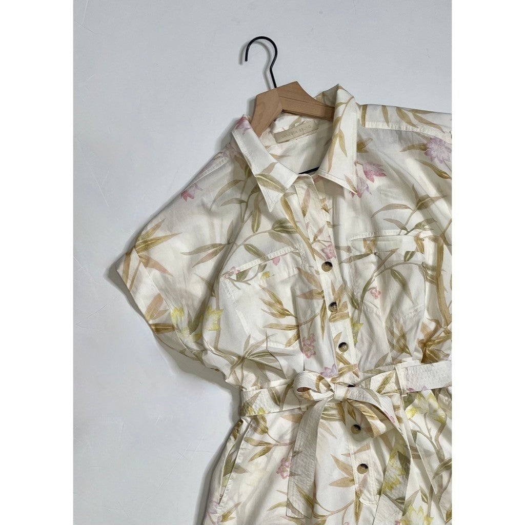 VANESSA BRUNO Eya Playsuit Floral Belted Cargo Pockets Vacation Size 38 / US 6