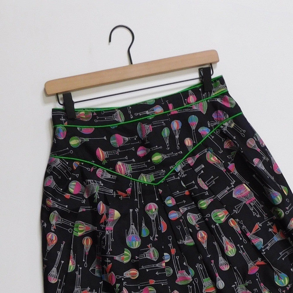 Anthropologie ANNA SUI Montgolfier Silk Skirt Hot Air Balloon Print Size 6