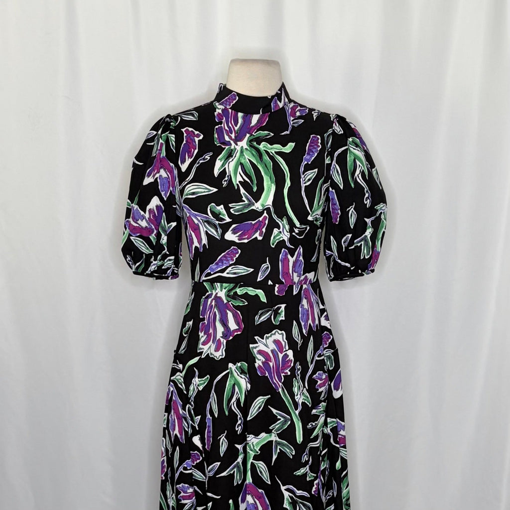NWT!! DVF DIANE VON FURSTENBURG Nella Dress Violet Floral Midi Spring Size 2