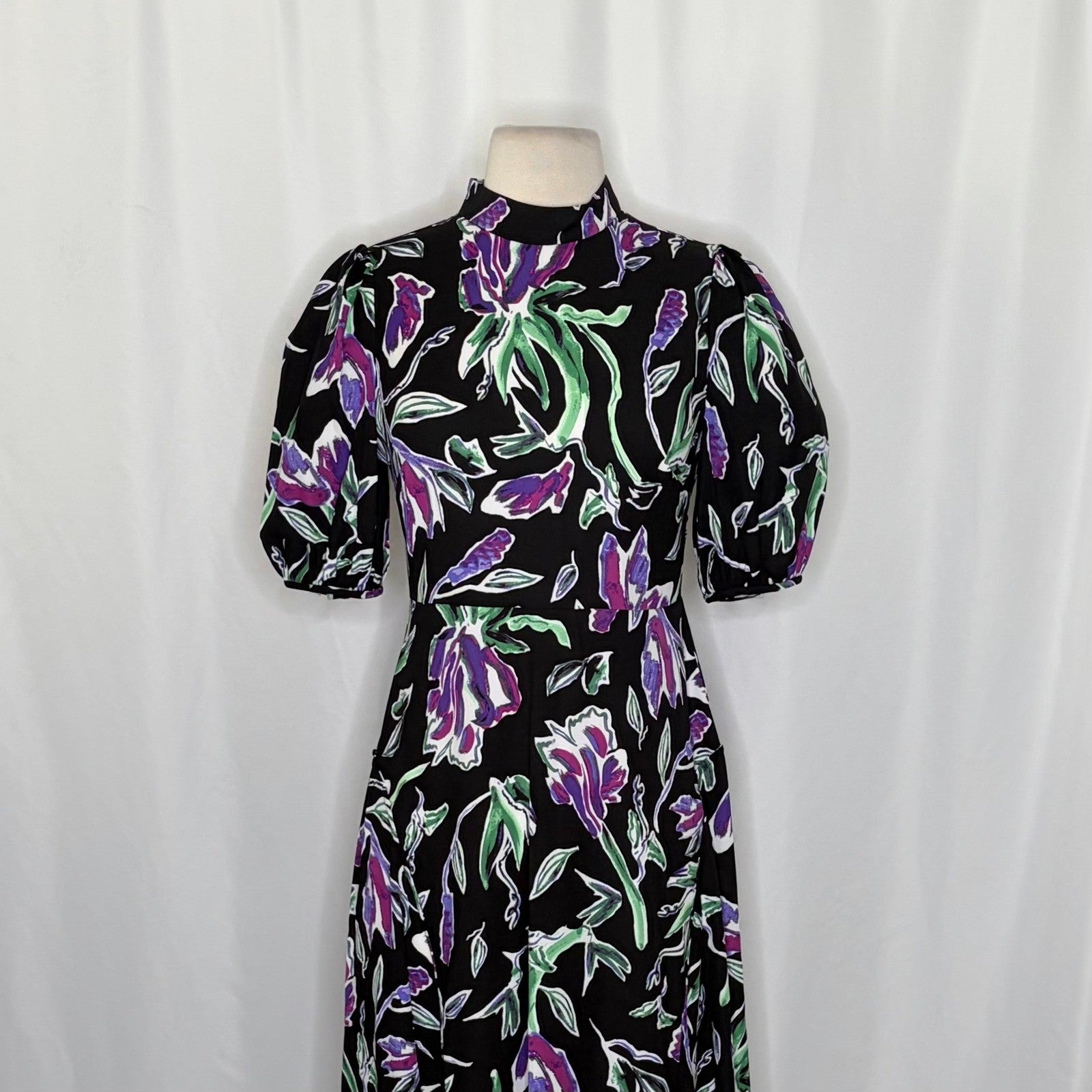 NWT!! DVF DIANE VON FURSTENBURG Nella Dress Violet Floral Midi Spring Size 2