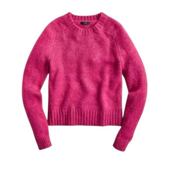J. CREW Alpaca Blend Crewneck Sweater Pink Merino Wool Heathered Fuchsia Medium