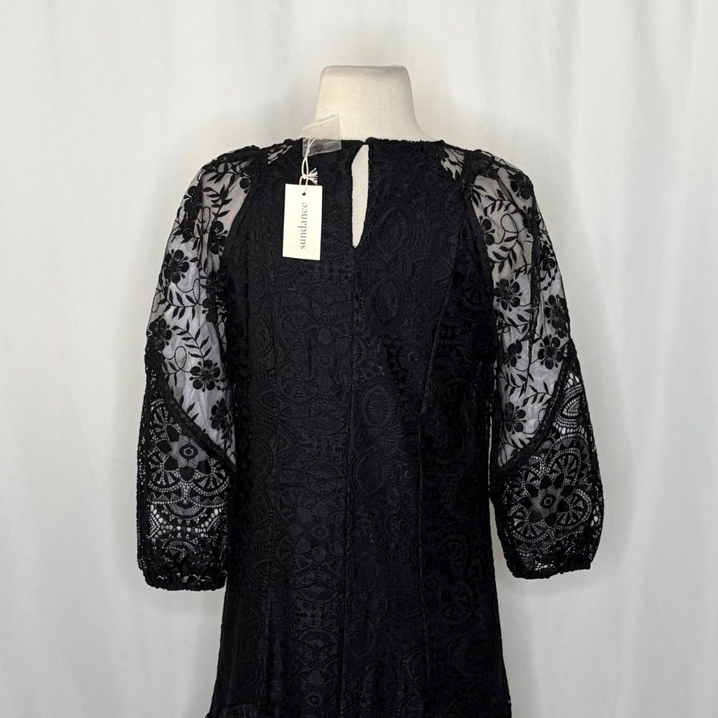 NWT!! SUNDANCE Brynlee Dress Black Floral Lace Coquette Romantic Lacey X-Small