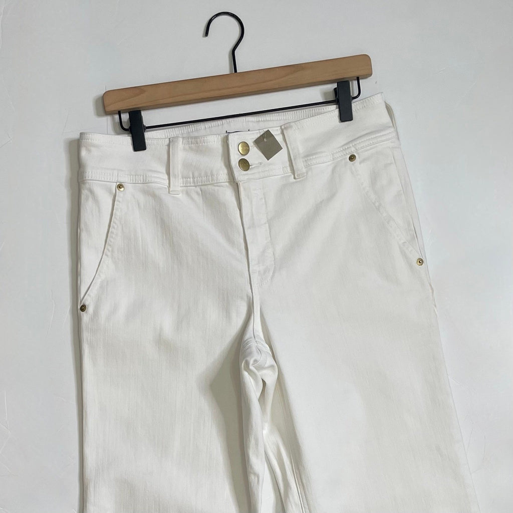 NWT!! J. CREW Slim Wide Jeans Stacked Buttons Solid White Size 29 Petite 29P