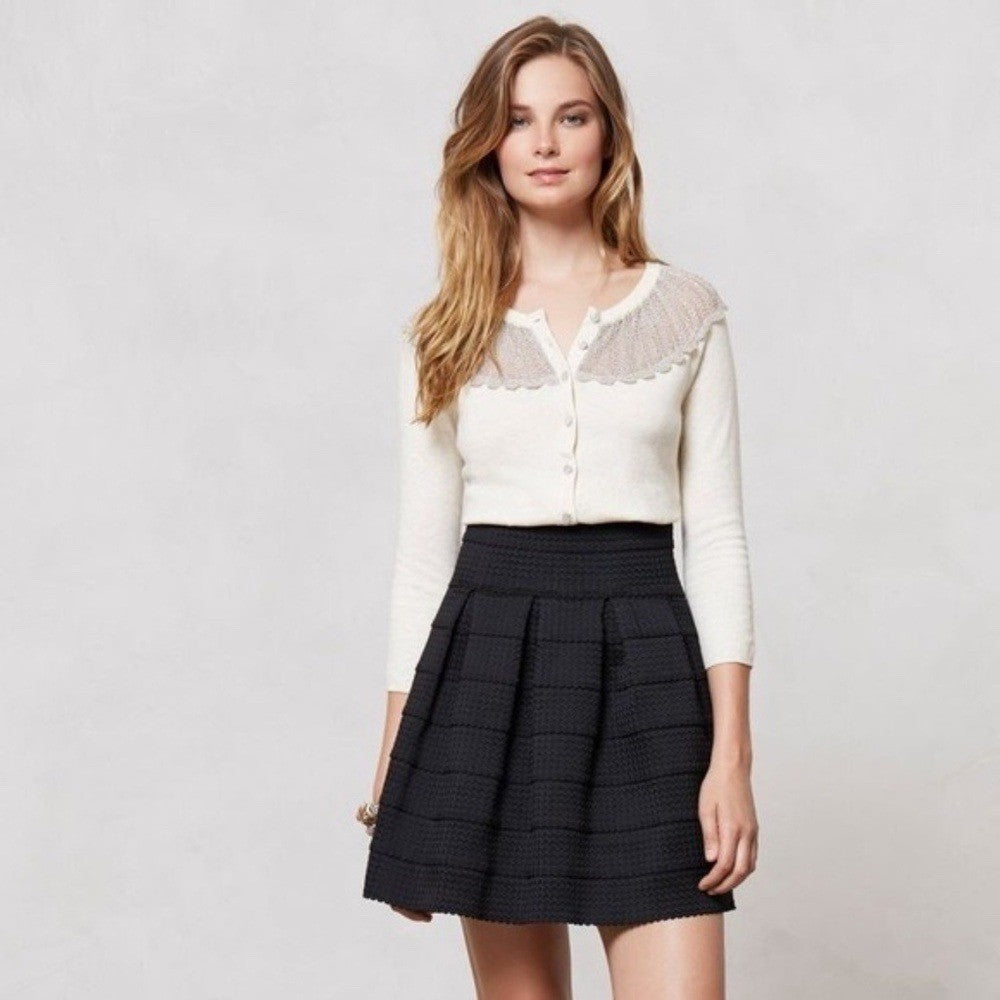 Anthropologie GIRLS FROM SAVOY Black Ponte Bell Skirt Mini Preppy X-Small Small