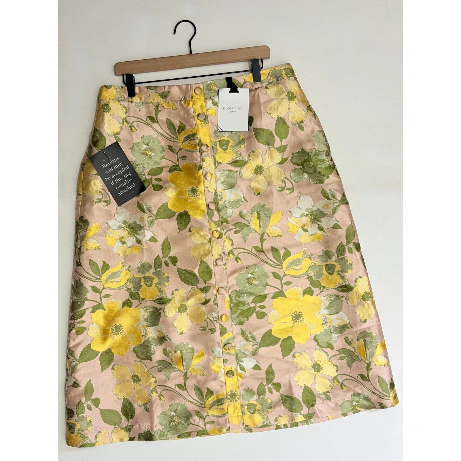 NWT! Tuckernuck POMANDER PLACE Floral Lotus Jacquard Adalyn Midi Skirt X-Large