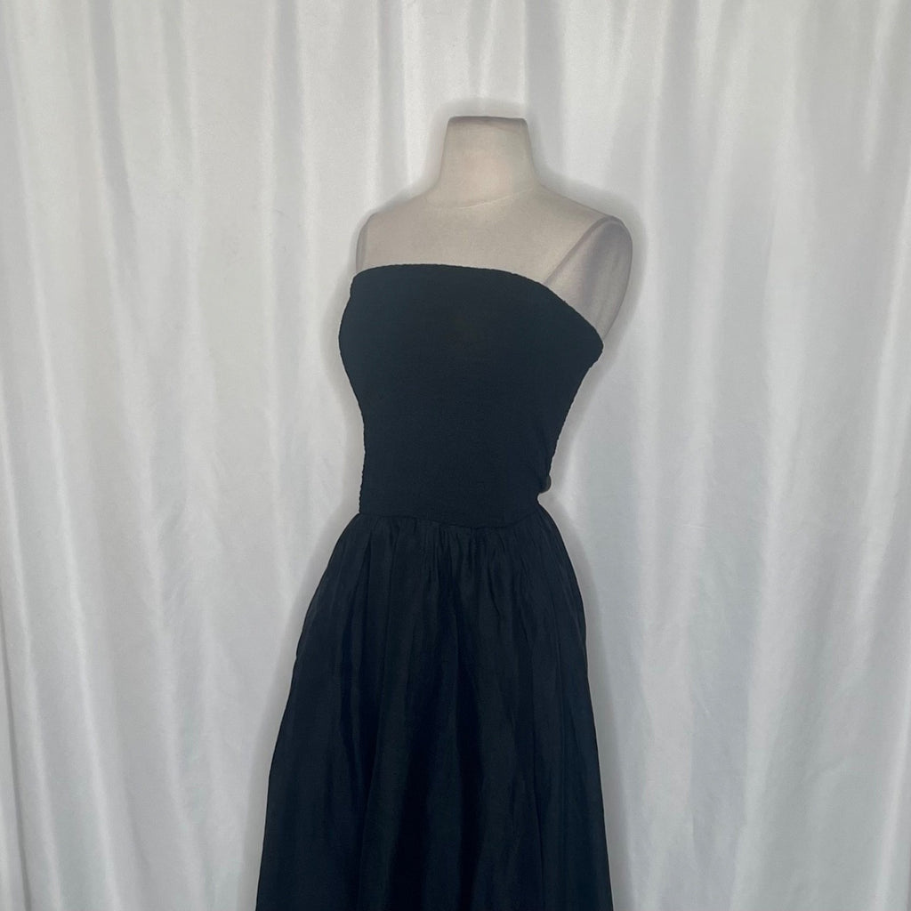 NWT!! J. CREW Strapless Mixy Dress Solid Black Midi Textured Preppy Medium