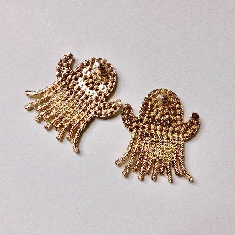 NEW Rhinestone Ghost Stud Earrings Glam Halloween Spooky Spirit Embellished