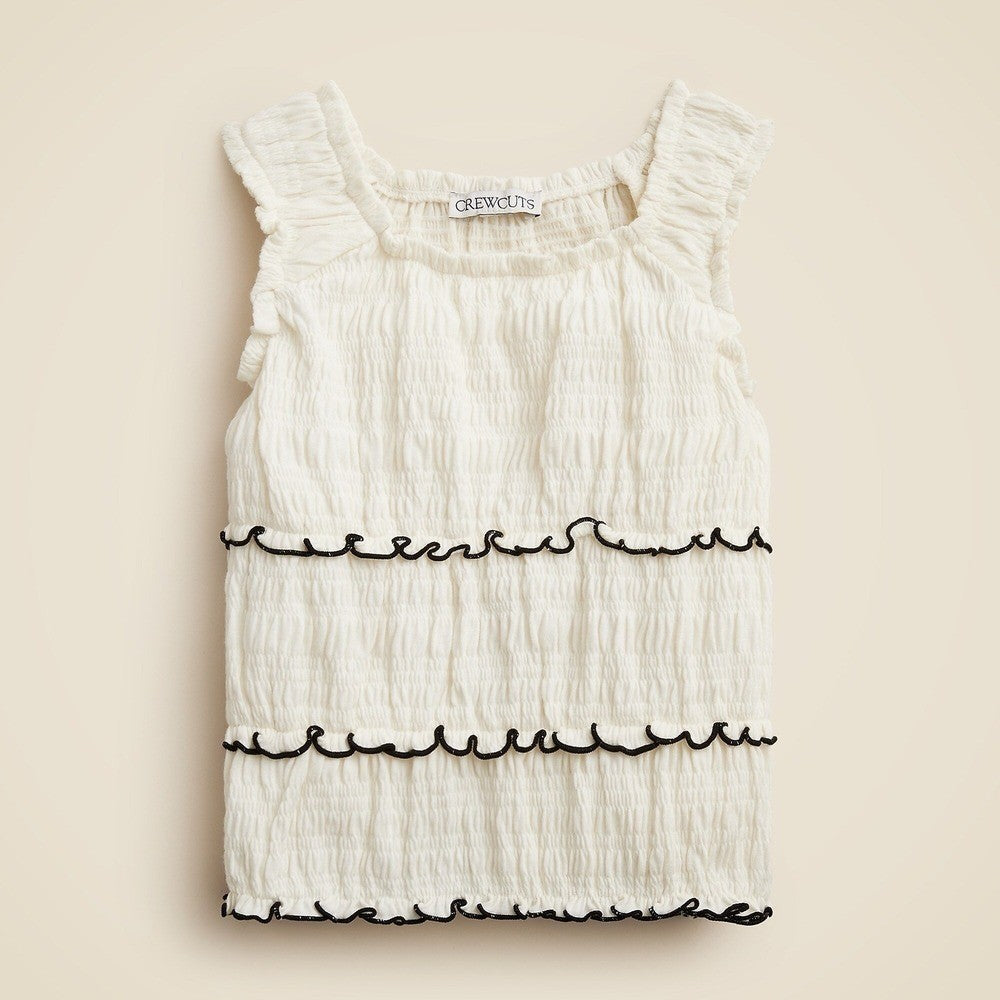 NWT!! Girl's J. CREW Crewcuts Smocked Lettuce-Edge Tank Crinkled Jersey Size 5