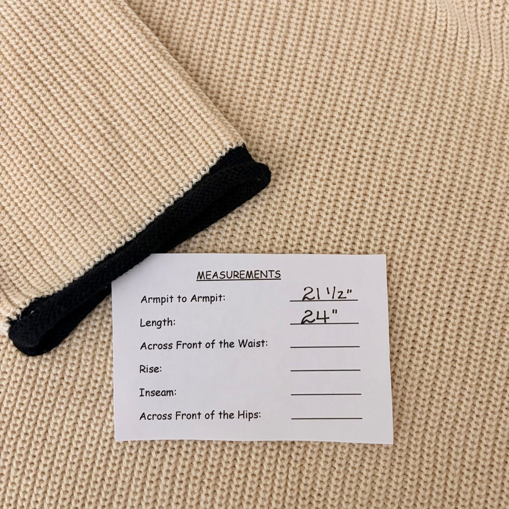 BALTIC BORN Beige Ivory Black Pullover Sweater Rolled Edges Knitwear Large