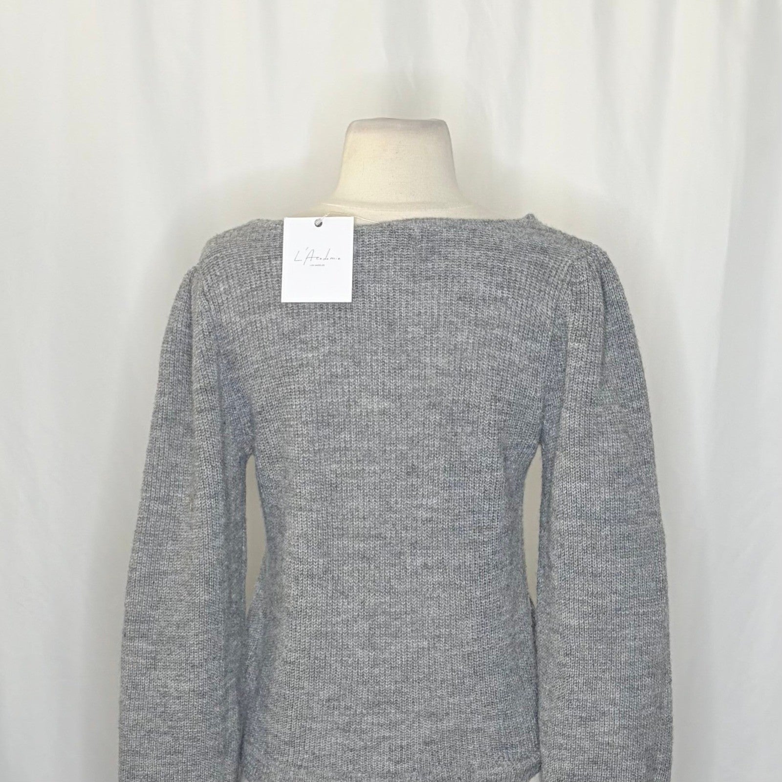 NWT!! Revolve L'ACADEMIE Rosette Sweater Grey Wool Blend Small