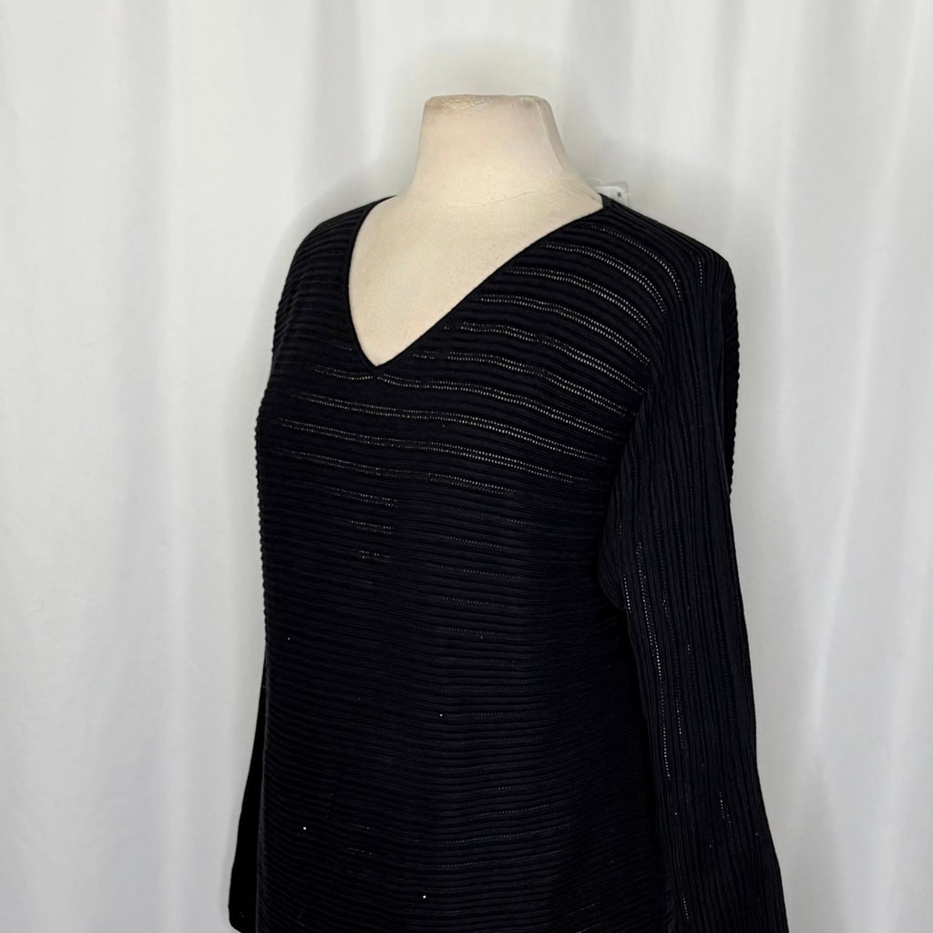 NWT!! TOMMY BAHAMA Jewel Bay Black Sequin V Neck Sweater Pullover Knit Large
