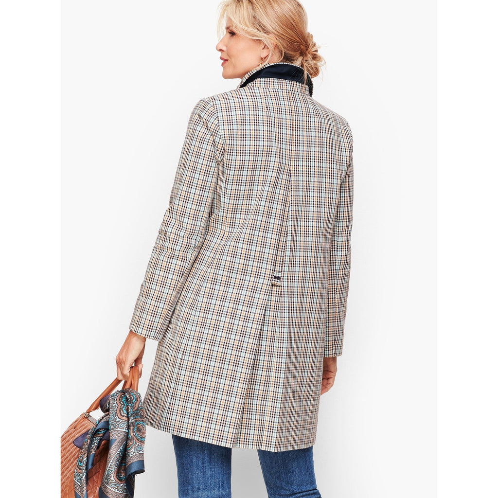 NWT!! TALBOTS Checkered Mac Plaid Coat Jacket Checked Preppy Classic Size 2