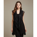 ALICE + OLIVIA Black Cascading Ruffled Knit Floral Lace Sweater Vest Cashmere XS