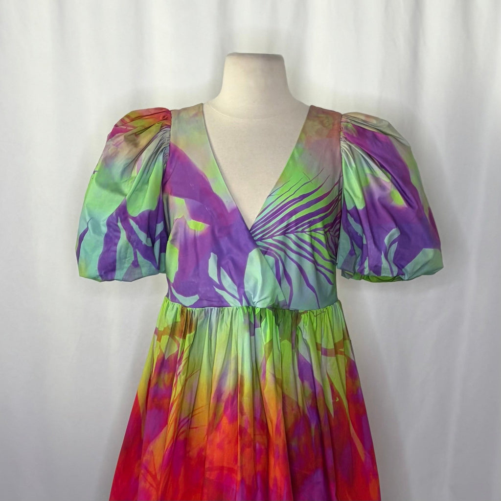 NWT!! Anthropologie Plenty by TRACY REESE Tie Dye Puff Sleeve Dress X-Small