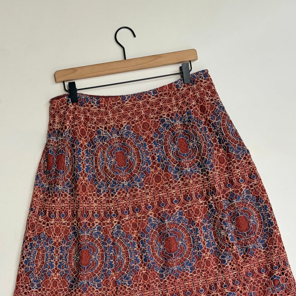 SUNDANCE Elisa Lace Skirt Bohemian Feminine Coquette Scalloped Hem Medium