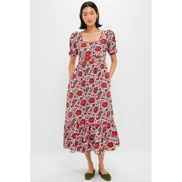 NWT!! Tuckernuck PINK CITY PRINTS Peony Bird Evelyn Dress Floral Maxi X-Small