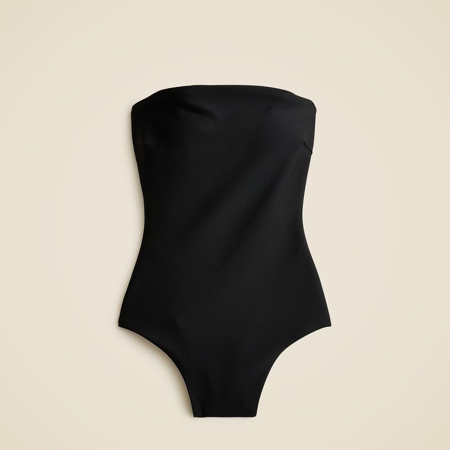 NEW!! J. CREW Gemma Bandeau One Piece Swimsuit Classic Sculpt Solid Black 14