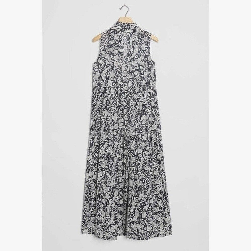 NEW!! Anthropologie MAEVE Marya Tiered Maxi Dress Black Botanical Print Small
