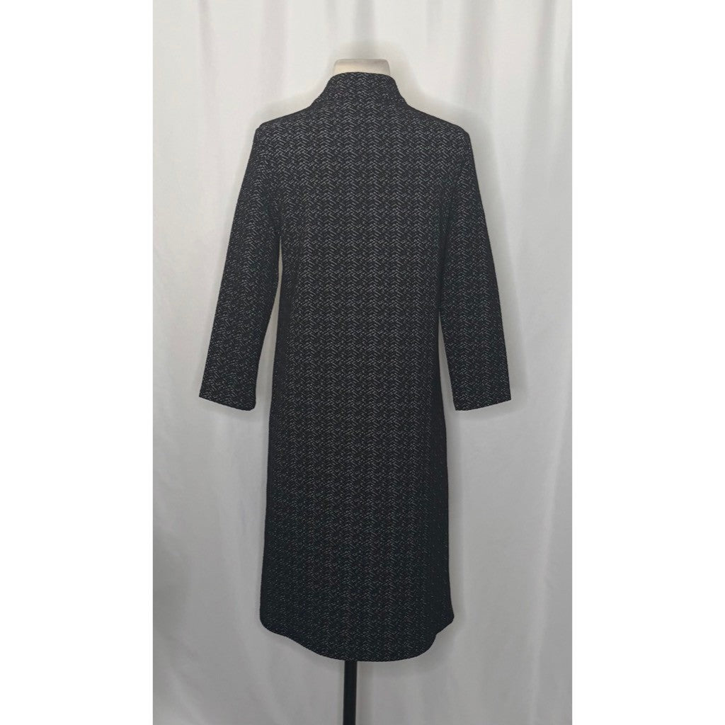 J. MCLAUGHLIN Mare Shift Dress Black White Mock Neck Button Shoudlers Small