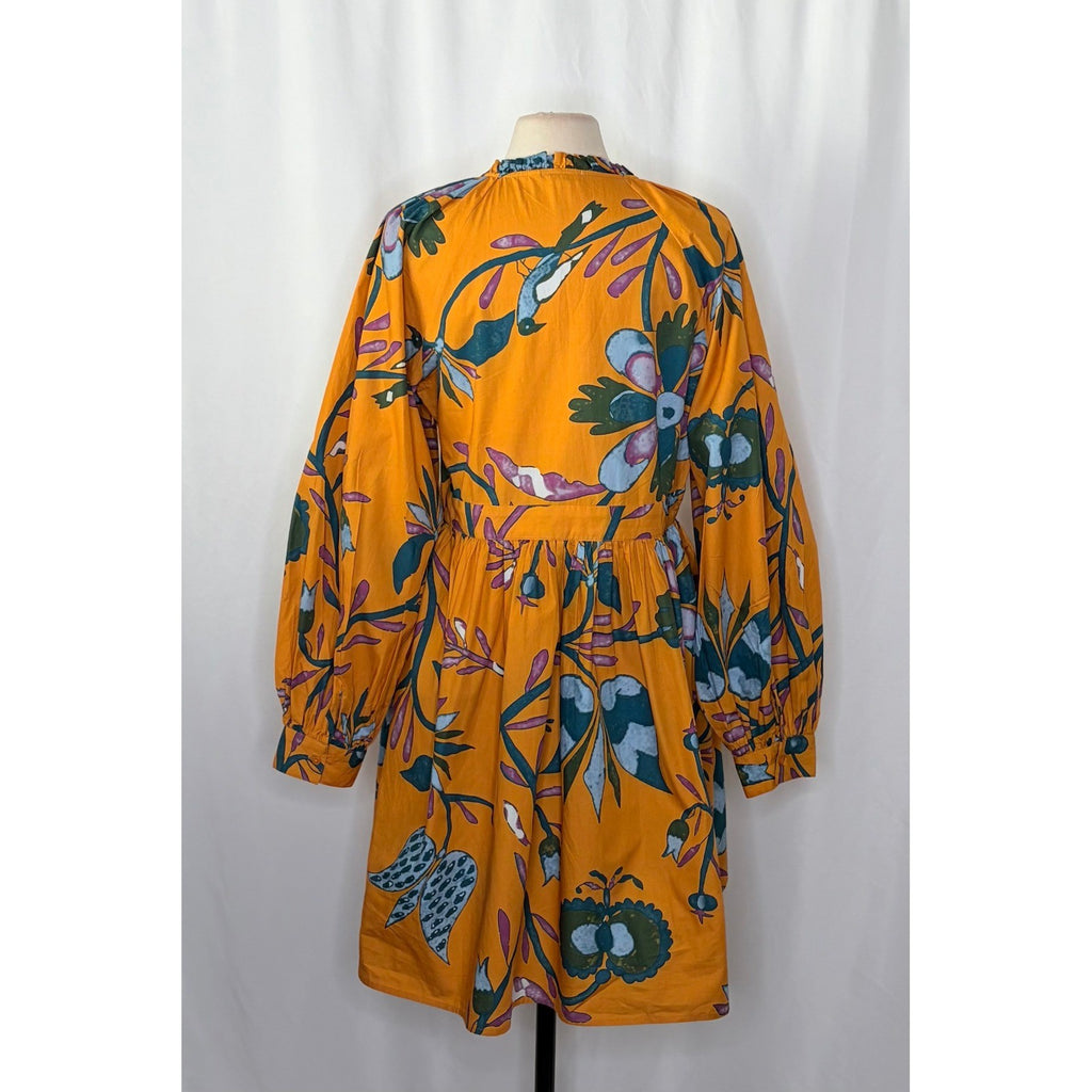 NEW!! Anthropologie LET ME BE Tropical Floral Dress Raglan Long Sleeves Large
