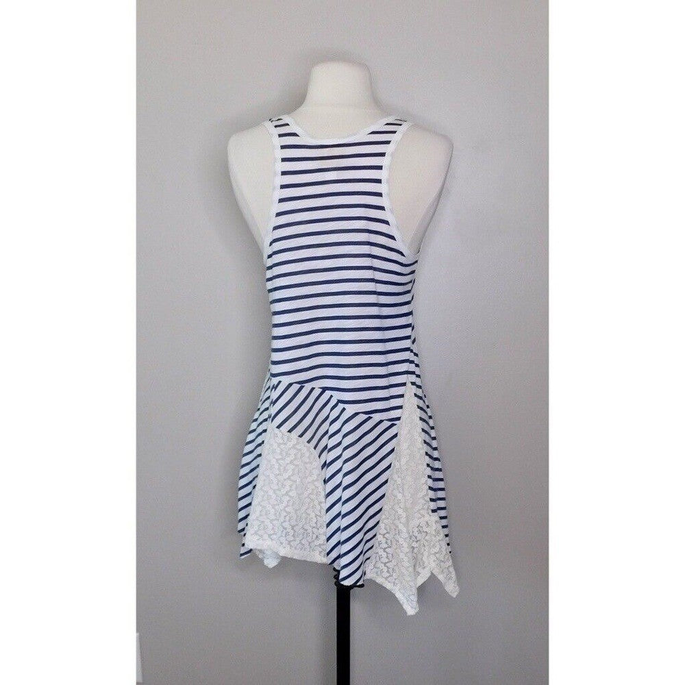 Anthropologie RIC RAC Eliza Racer Back Lace Stripe Tank Top Knit Small