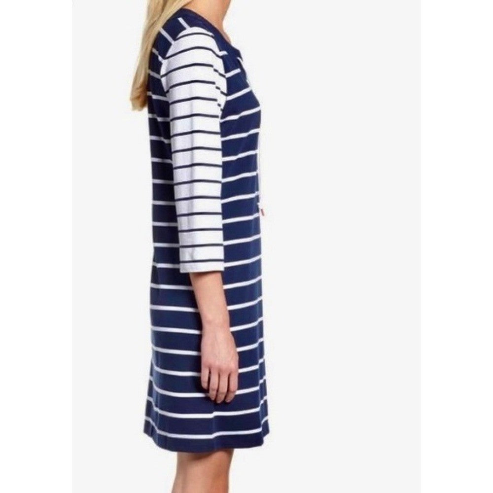 NWT!! TOMMY BAHAMA Floricita Stripe Shift Dress Navy Blue White Stripe X-Small