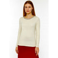 J. MCLAUGHLIN Metallic Gold Embellished Neckline Pullover Sweater Knitwear Small