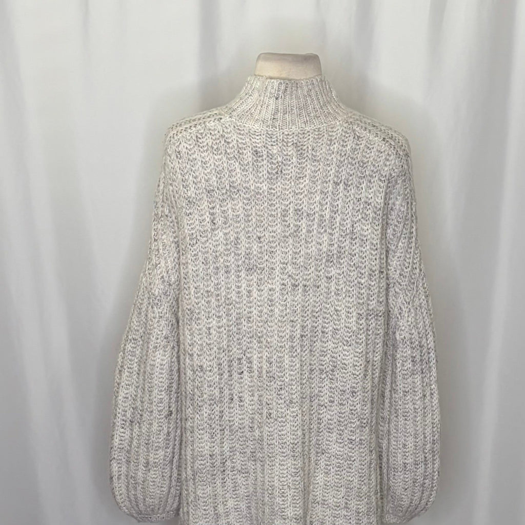Anthropologie PILCRO Textured Tunic Sweater Gray Marled Knit Wool Linen Medium