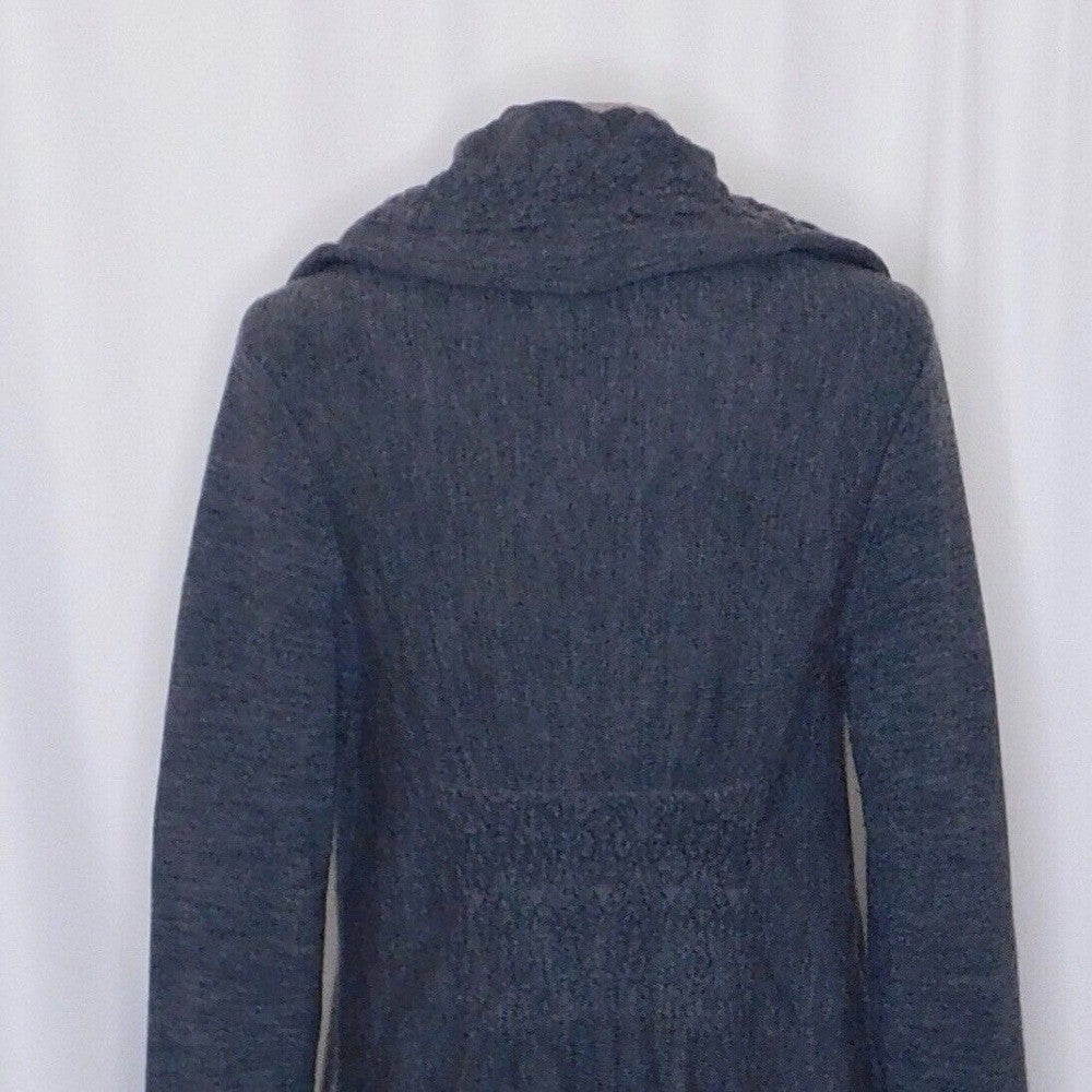 Anthropologie MOTH Gray Wool Ha'penny Cardigan Ruffled Cinched Tie Neck Medium