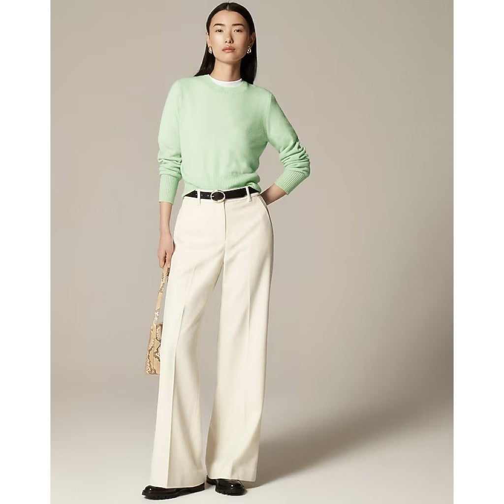 NWT!! J. CREW Cashmere Shrunken Crewneck Sweater Green Sheer Mint Knit Small