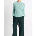 VINCE Italian Marled Alpaca Wool Knit Crew Neck Cozy Sweater Aqua Blue Small
