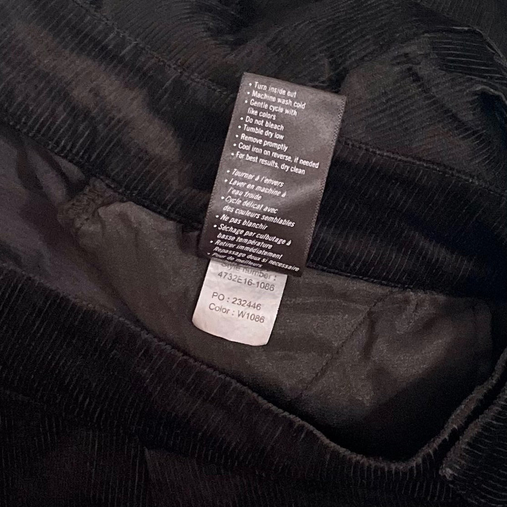 PAIGE Tinesha Corduroy Wide Leg High Rise Pants Solid Black Stretch Size 10